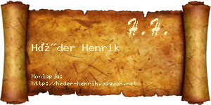 Héder Henrik névjegykártya